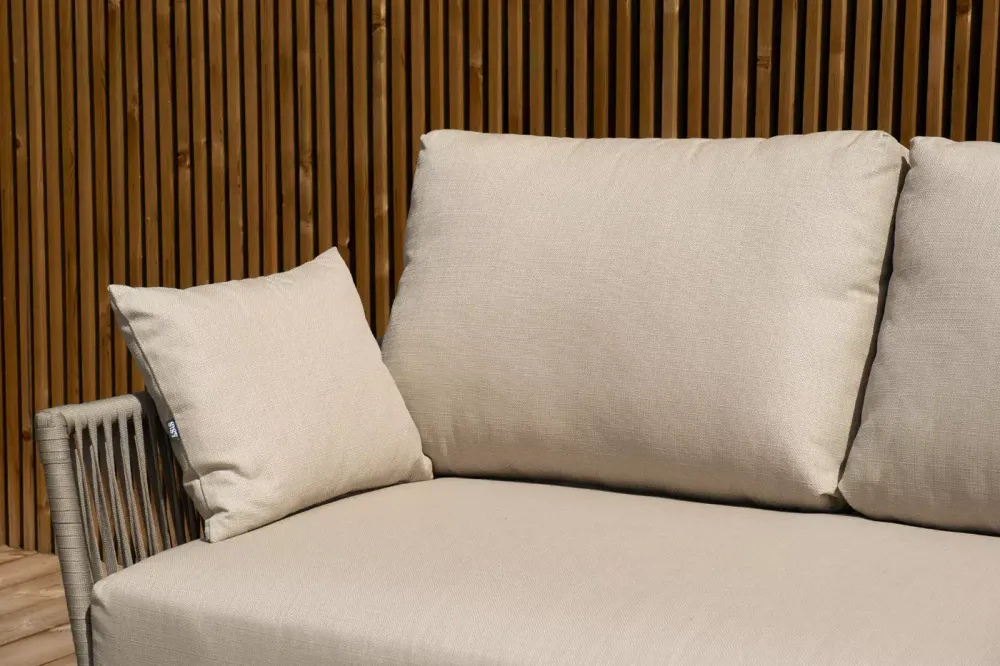 "Форли" лаунж-зона 4-местная плетеная из роупа (веревки), каркас алюминиевый светло-серый, роуп серо-коричневый