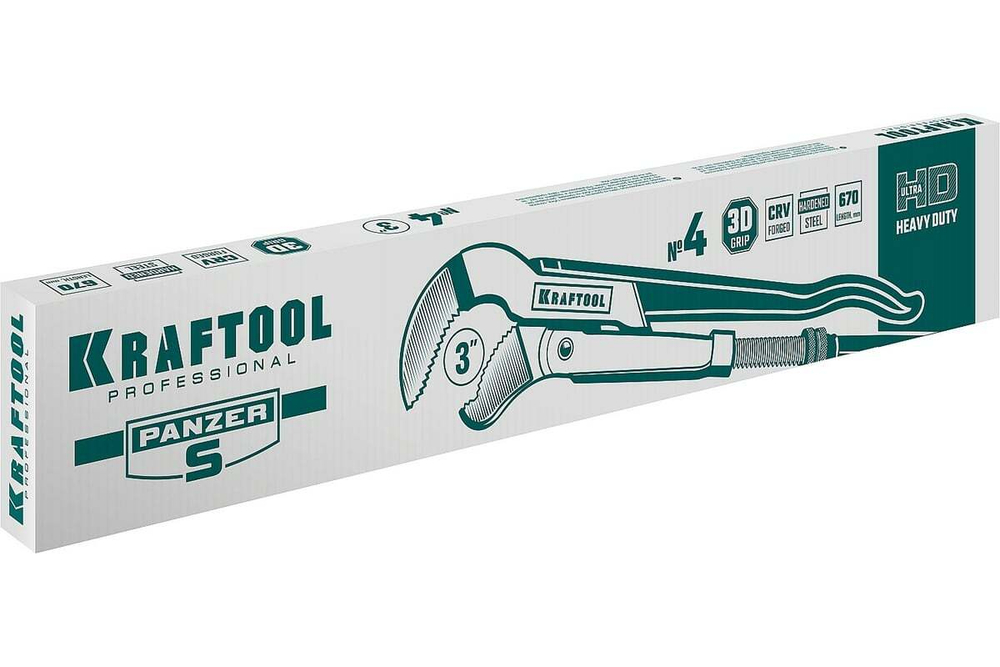 KRAFTOOL  PANZER-S, №4, 3", 670 мм, Трубный ключ с изогнутыми губками (2733-30)