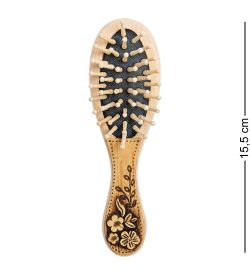 Народные промыслы BST-328/4 Массажная расческа деревянная «Полевые цветы» (береста)