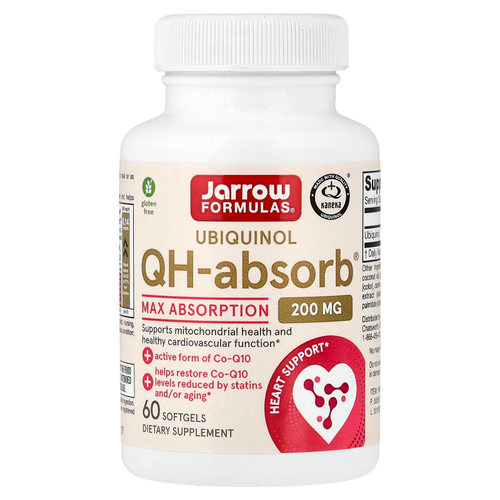 Jarrow Formulas, Убихинол, QH-Absorb, 200 мг, 60 мягких таблеток