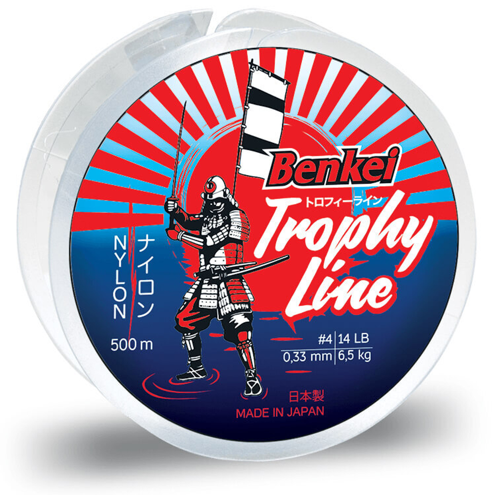 Леска Benkei Trophy Line 500m желтый fluo D-4 (0,33mm), 8,6kg