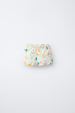 ZARA ШОРТЫ С АНИМАЛИСТИЧЕСКИМ ПРИНТОМ, ЭКРЮ