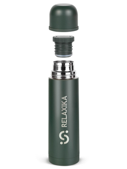 Термос Relaxika 101 (0,5 литра), хаки (стикерпак "Кемпинг")