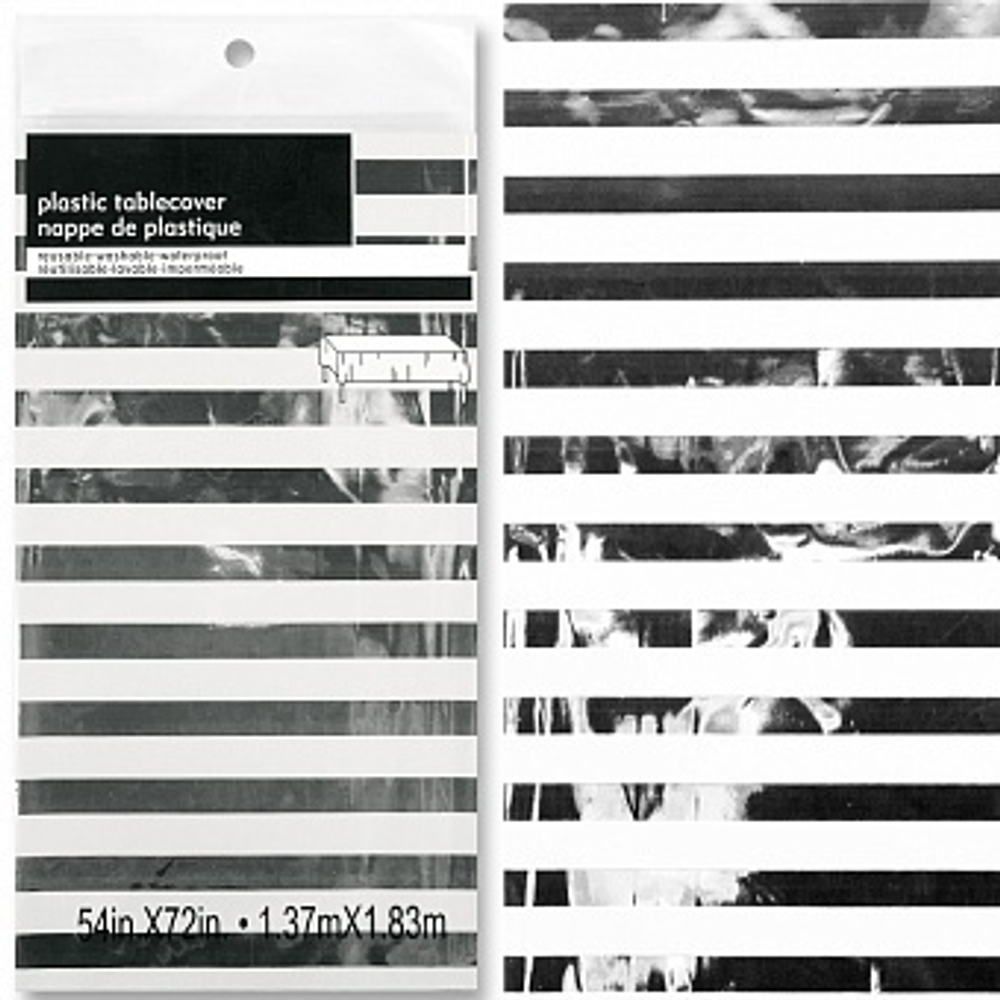 Скатерть одноразовая Полосы Люкс Серебро Металлик 137*183 см.