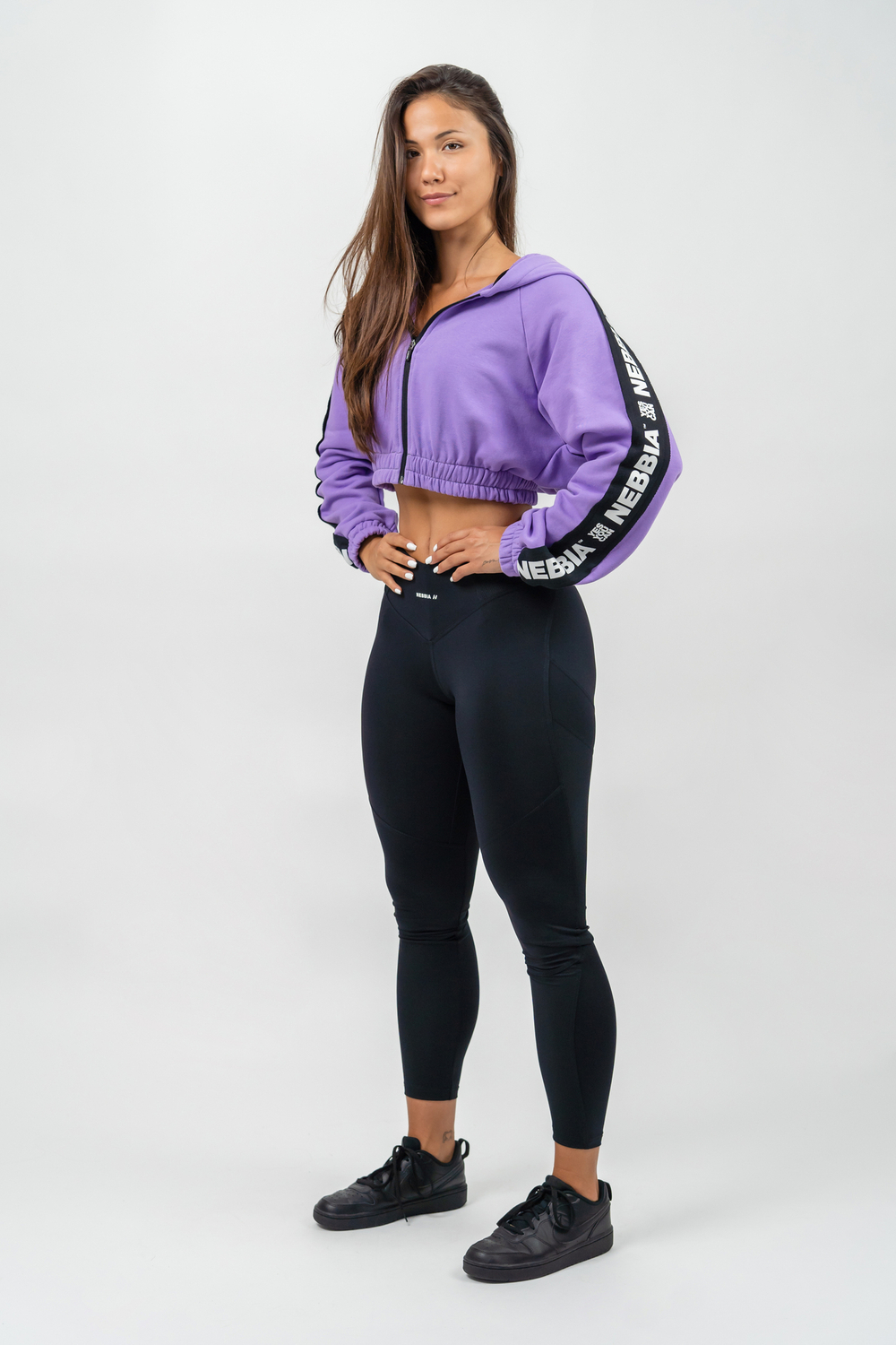 Худи CROPPED ZIP-UP HOODIE ICONIC 254 Лиловая