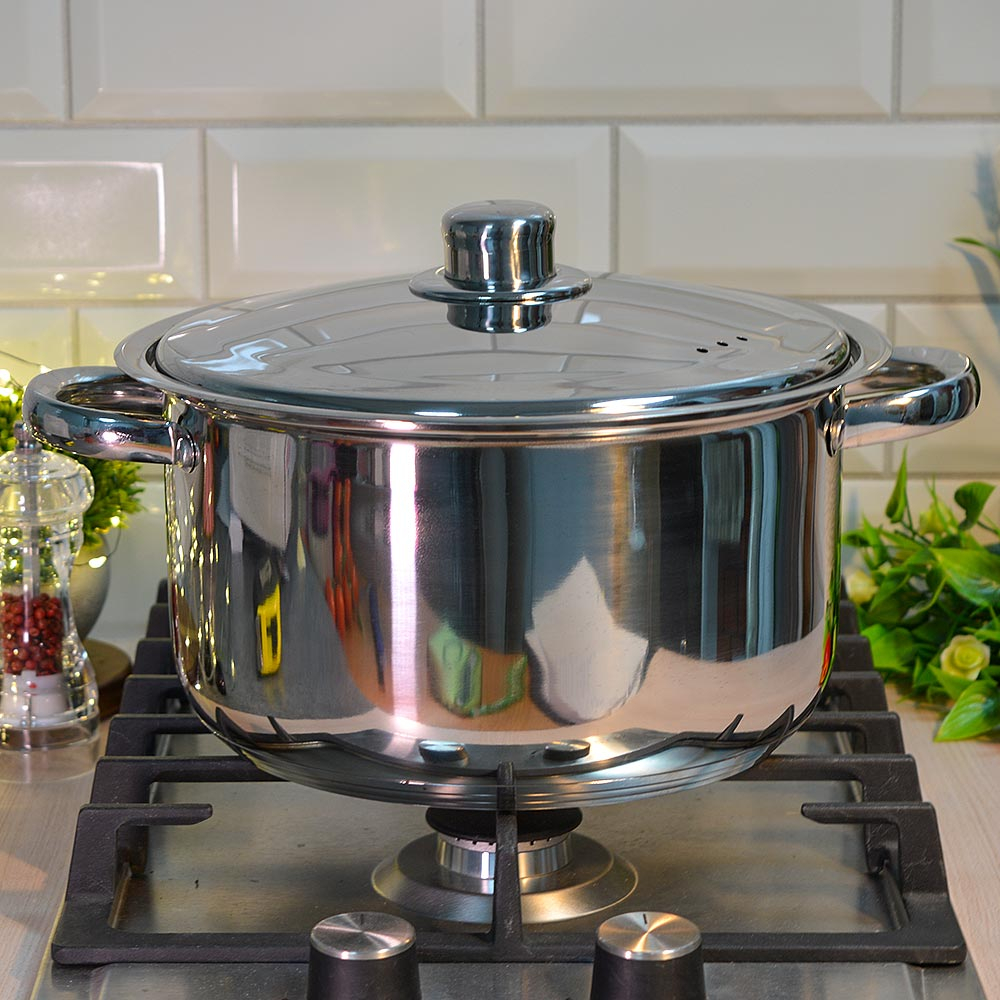 Кастрюля 5,8л нерж "Астра" d24см, h13см с металлической крышкой, ТРС, капсульное дно, индукция