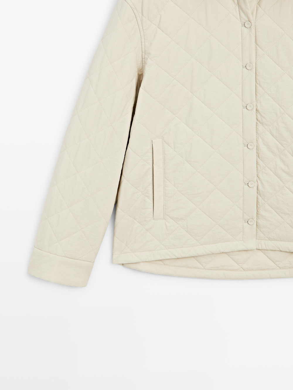 Massimo Dutti Короткая легкая стеганая куртка, натуральный/кремовый