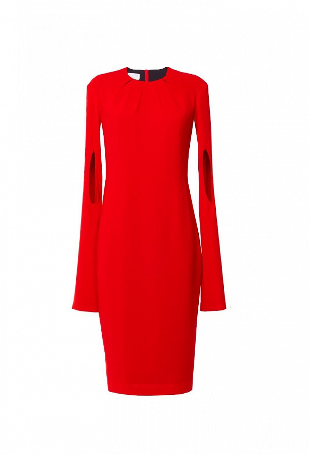 Платье прямого кроя со складками на горловине красное 20-02-19FW