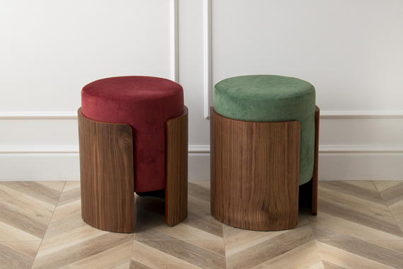 Пуф Lagom (бордовый FiberGuard, орех)