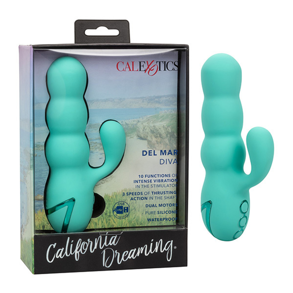 Мятный вибратор-кролик 15см с поступательными движениями California Exotic Dreaming Del Mar Diva Vibrador SE-4349-30-3