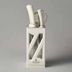 НАБОР НОЖЕЙ AGNESS НЖС НА ПЛАСТИКОВОЙ ВРАЩАЮЩЕЙСЯ ПОДСТАВКЕ 8 ПР.