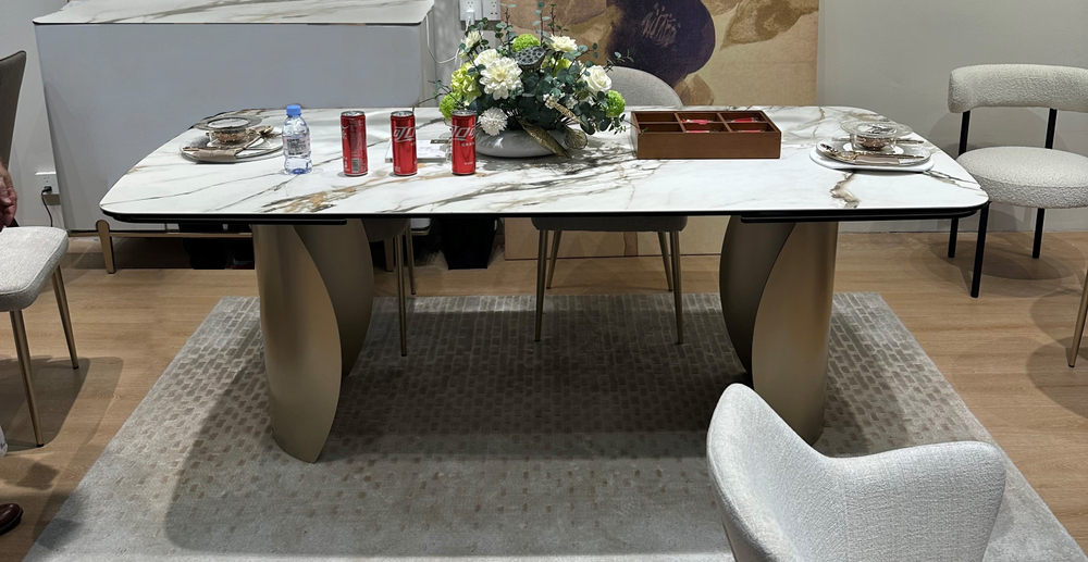 Стол М-City DISAUR Бронте (Bronte) 200 Раскл. Kl-188 Контрастный мрамор матовый, Итальянская керамика, Шампань