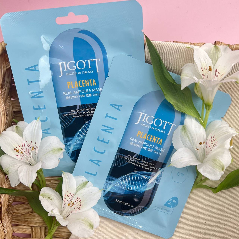 Jigott Маска ампульная с плацентой - Placenta real ampoule mask, 27мл, шт