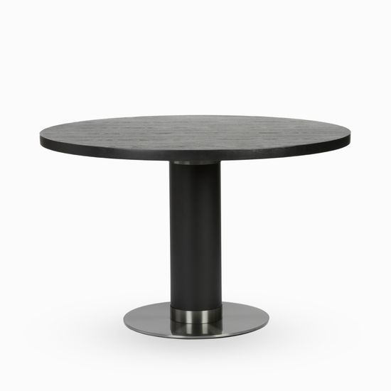 Обеденный стол Tru диаметр 120 черный, сталь нержавеющая и шпон дерева