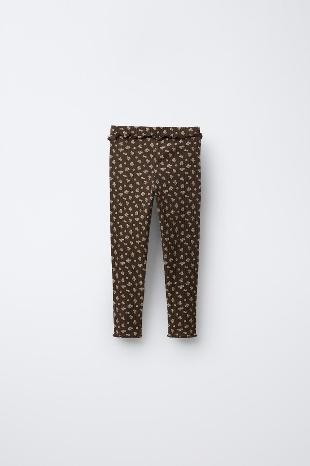 ZARA ЛЕГИНСЫ В РУБЧИК С ПРИНТОМ, ШОКОЛАДНЫЙ