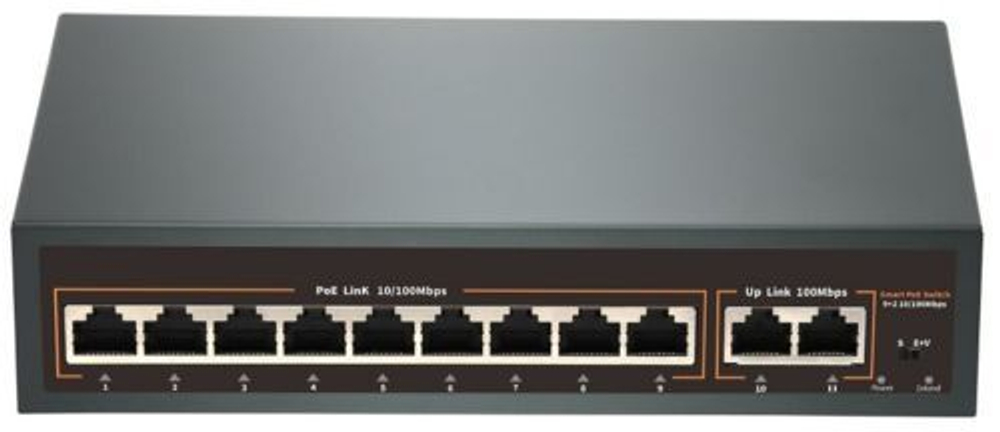 POE-92E коммутатор PoE 9+2 портов, металлический корпус