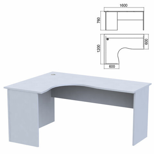 Стол компактный "Арго", 1600х1200х760, левый, серый (КОМПЛЕКТ)