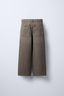 ZARA ДЖИНСЫ WIDE LEG С ЭФФЕКТОМ ПОТЕРТОСТИ, МЯГКИЙ СЕРЫЙ