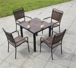 Алюминиевый квадратный стол  80*80 ПОЛИВУД-1 «POLYWOOD-1» цвет каштан арт.1024