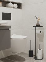 Держатель для туалетной бумаги с полочкой slim, черный