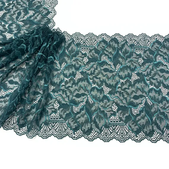 Кружево эластичное изумруд 23 см, Турция