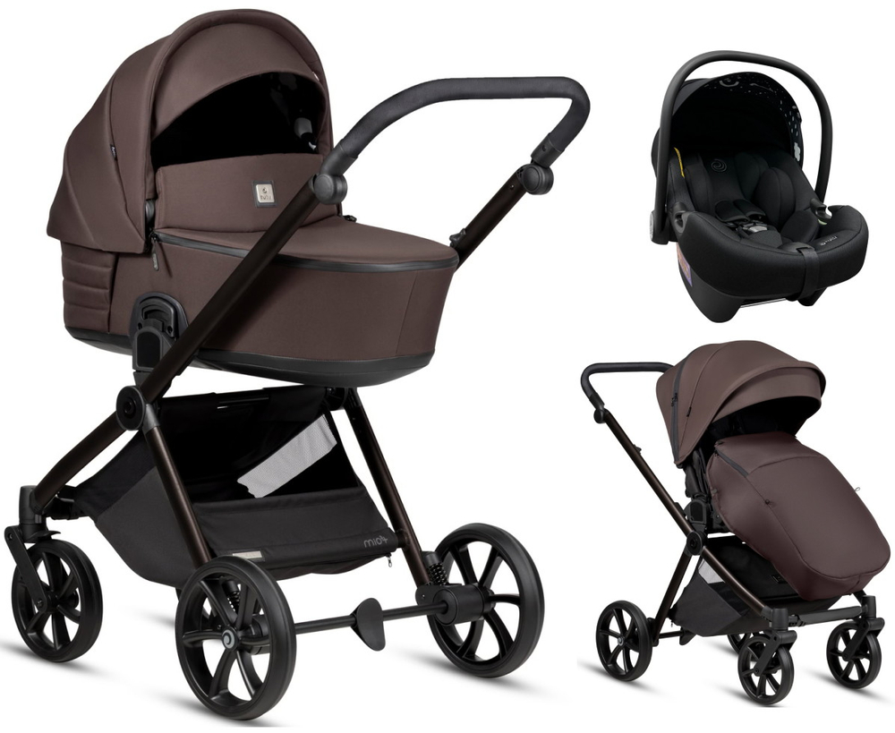 Детская коляска Tutis Mio 3 Plus Essential New 3 в 1 с автокреслом Elo Lux EduSky Black 1622024 Coffee Brown