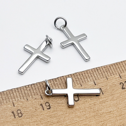 Подвеска Крест, цвет серебро (родий), размер 19*11 мм, цена за 1 шт