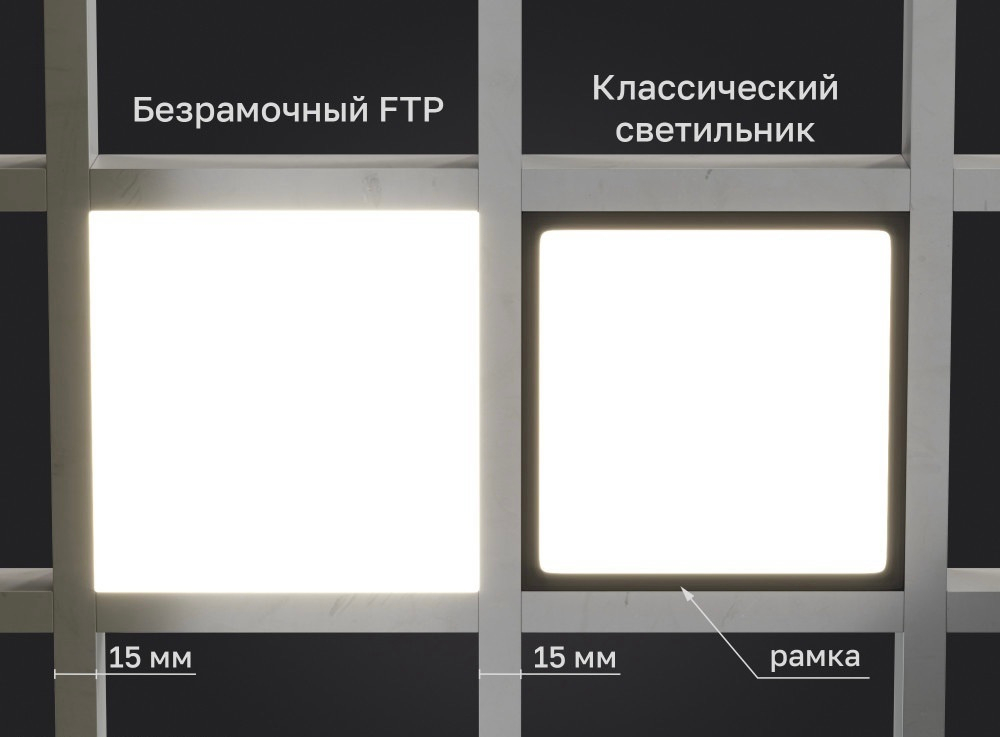 Светильник LED FTP Грильято Домино х3 150х150 (135х135) 45Вт 4000К IP20 6000лм DIOLUM