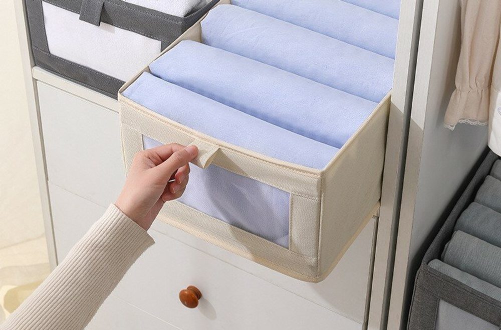 Органайзер для хранения вещей одежды / коробка для полотенец белья с окном / ящик для хранения 40х27х17см