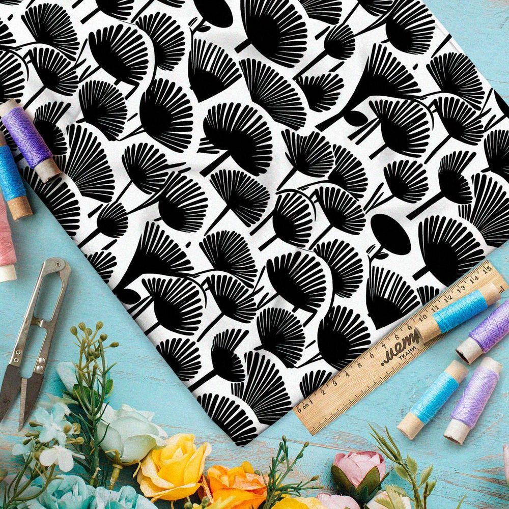 Ткань премиум шелк искусственный Армани двуцветная цветочная фантазия