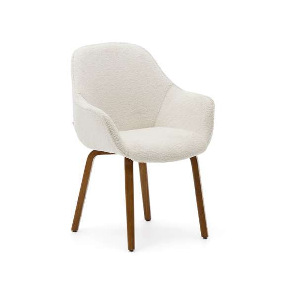 Стул Aleli, белый мех, ножки орех