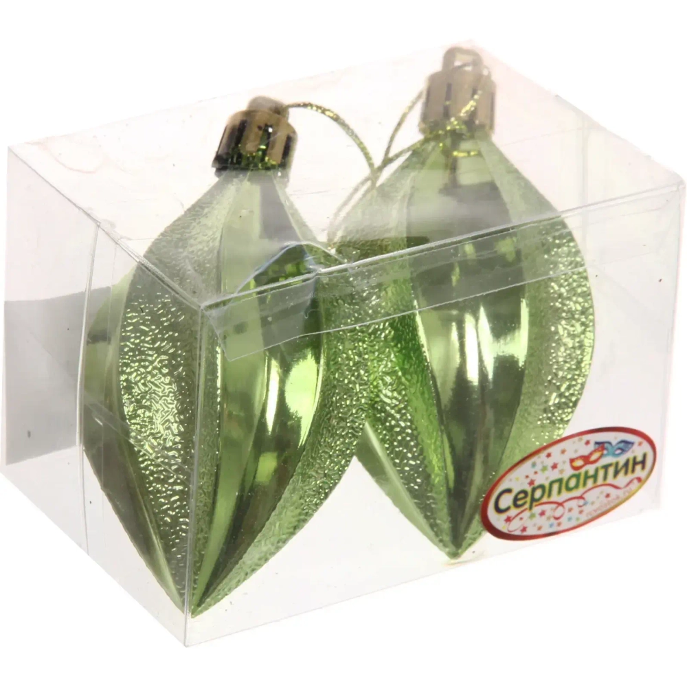 Ёлочные игрушки «Таинственное очарование» Капля 8 см (набор 2шт), салатовый