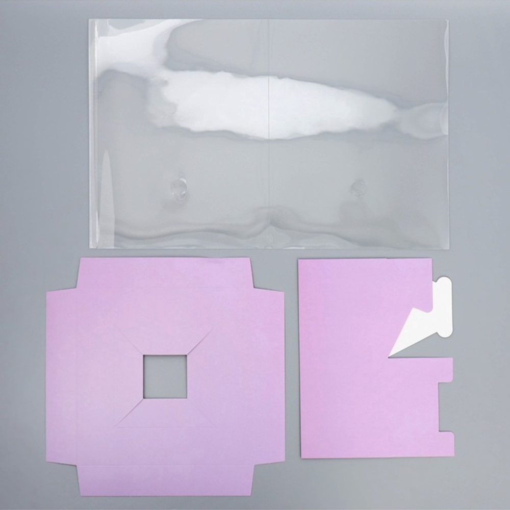 Коробка подарочная для цветов с вазой и пластиковыми окнами складная, упаковка, «Лаванда», 23×30×23 см