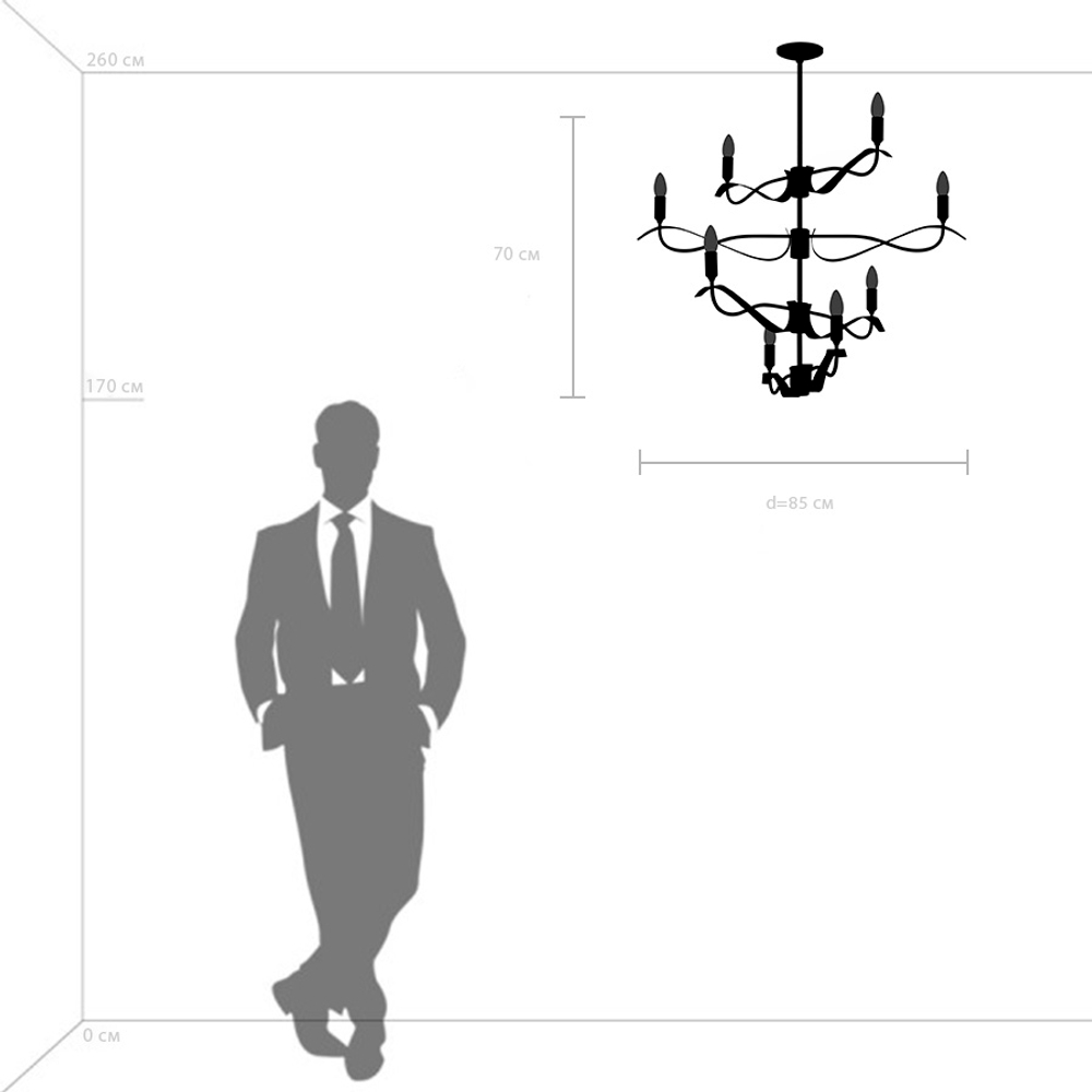 733287 Люстра RAGNO 8х40W E14 ЧЕРНЫЙ МАТОВЫЙ