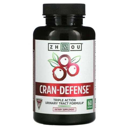 Фрукты и ягоды Zhou Nutrition, Cran-Defense, добавка для поддержки мочевыводящих путей, 60 капсул