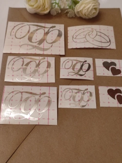 Наклейки свадебные зеркальное серебро инициалы " Ф "