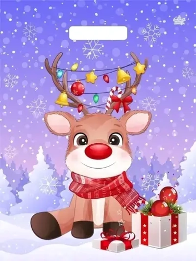 Пакет ПЭ с вырубной ручкой 31х40см (60) (Олененок) НГ, ламинированный Тико (х50/500)