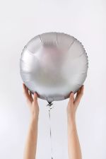 AN шар круг 18" / 45 см сатин серебро / Platinum (БГ-15)
