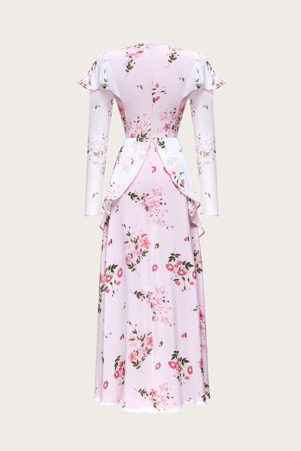 Платье-макси из шелкового крепдешина с авторским принтом
