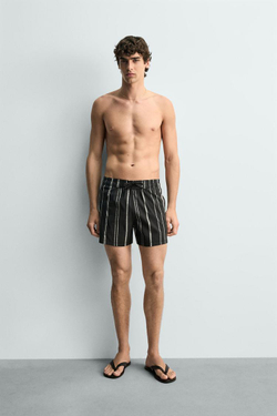 ZARA ПЛАВКИ В ПОЛОСКУ, ЧЕРНЫЙ