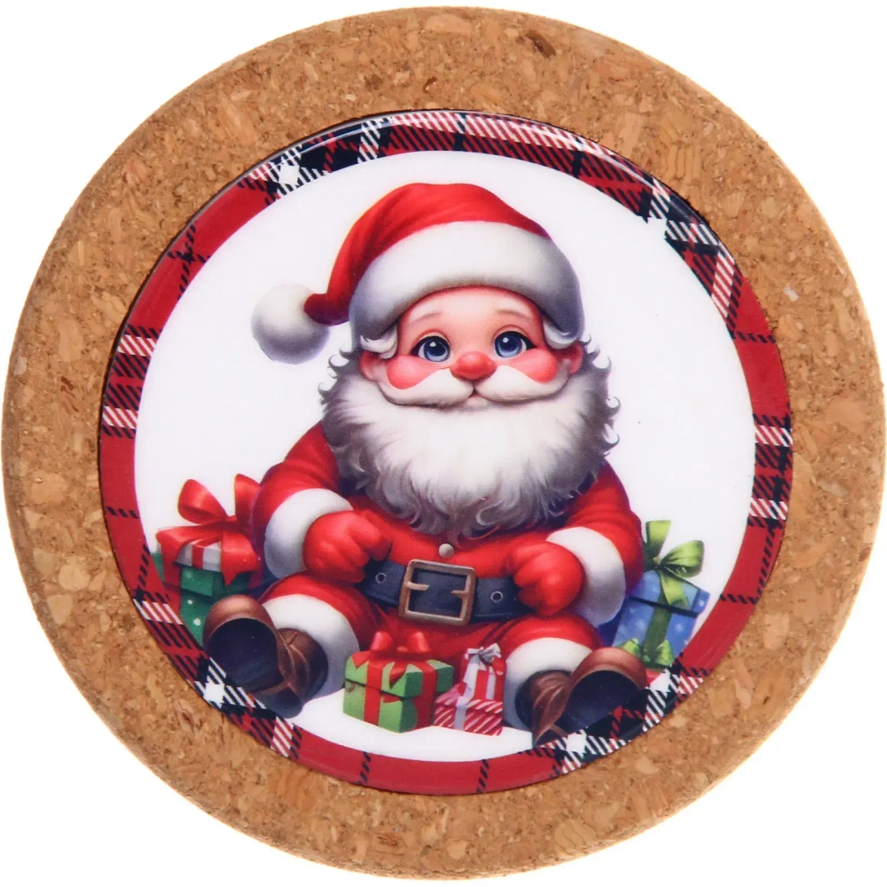 Подставка под кружку 10см «Дед Мороз и подарки»