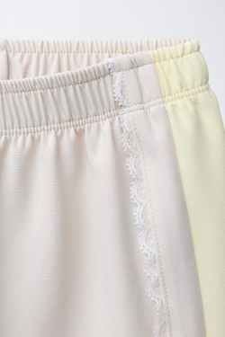 ZARA БРЮКИ С КОНТРАСТНОЙ ПОЛОСОЙ, СВЕТЛО-ЖЕЛТЫЙ