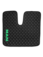 Ковры MAN TGX с 1-м ящиком (автомат) (экокожа, черный, черный кант, зеленая вышивка)