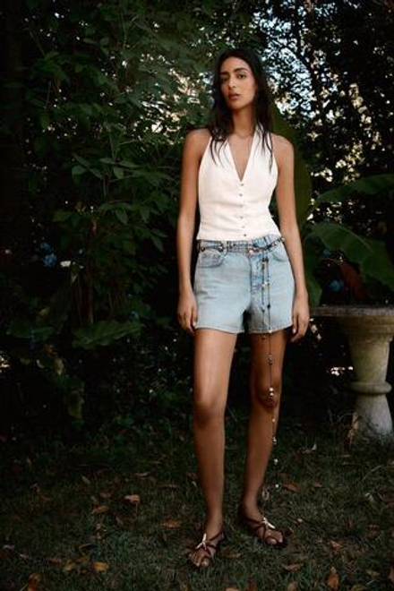 ZARА ШОРТЫ Z1975 MOM FIT С ВЫСОКОЙ ПОСАДКОЙ, ГОЛУБОЙ