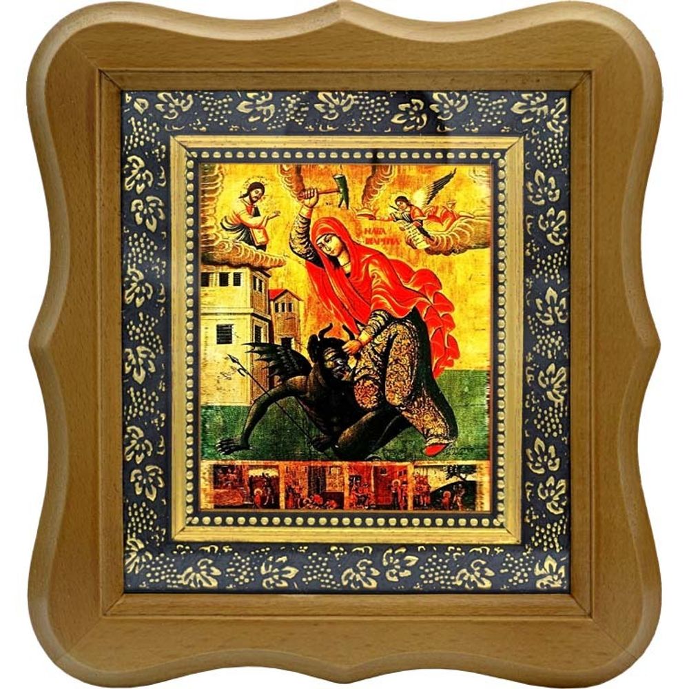 Марина (Маргарита) Антиохийская Святая, побивающая беса. Копия старинной иконы.