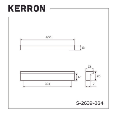Накладная ручка, Г-образная 384 мм, матовый белый S-2639-384 WT