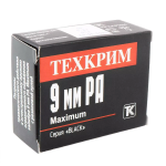 Патрон 9мм Р.А. ТЕХКРИМ Maximum с резиновой пулей (ОП), коробка 20 шт.
