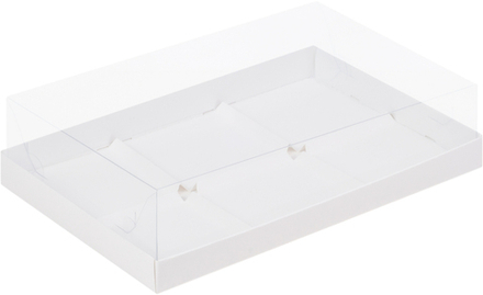 Коробка для муссовых пирожных (6 шт) с крышкой белая 26х17х6 см