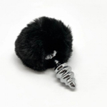 Металлическая анальная пробка с черным хвостиком Twist от Alive (7*2,8 см.)