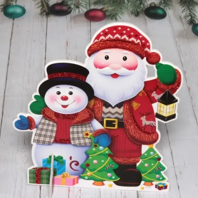 Украшение новогоднее «Дед Мороз и снеговик 37 см